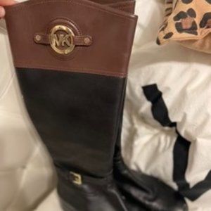 Michael kors black and brown knee boots